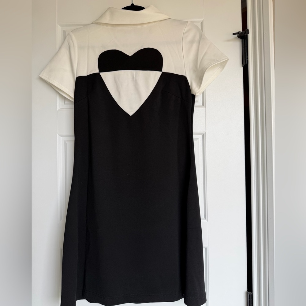 New with Tags- Smak Parlour Black & White Color Block Heart Shift Dress